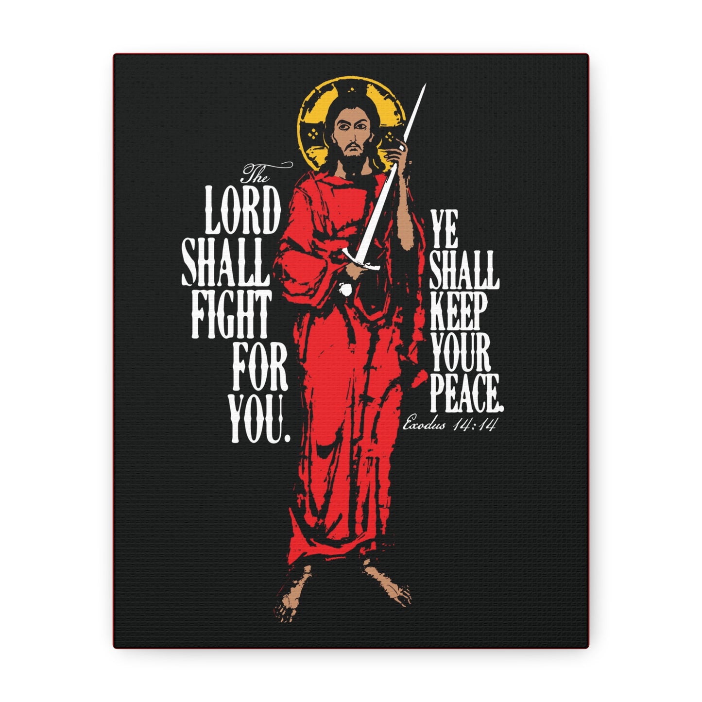 The Lord Shall Fight For You (Exodus 14:14) | Jesus Christ with Sword IconoGraphic | Orthodox Christian Canvas Art