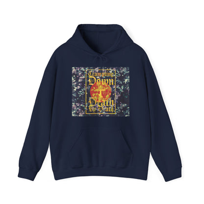 Trampling Down Death By Death | Paschal Floral Design with Gothic Script and Three-Bar Cross | Orthodox Christian Hoodie