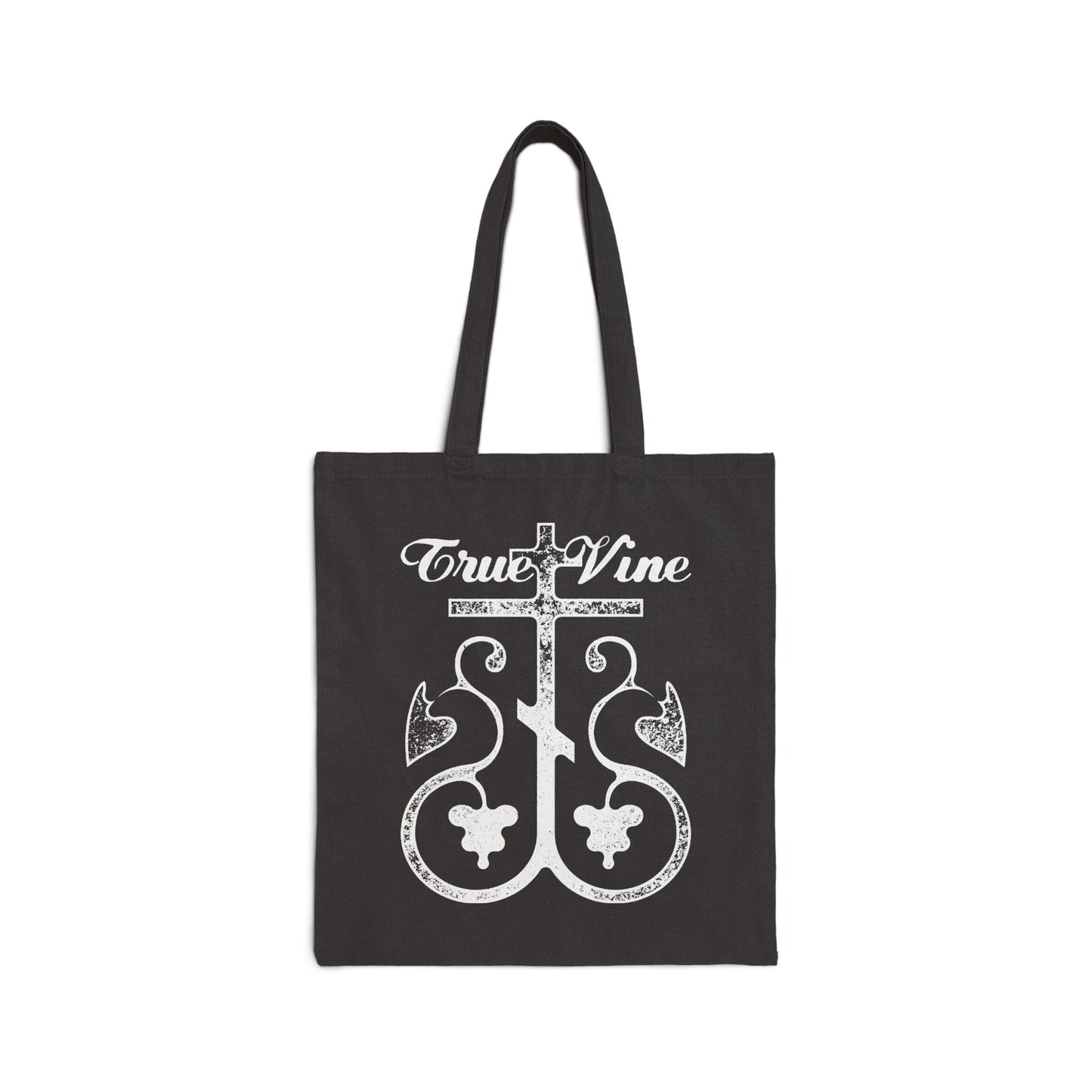 I Am the True Vine (John 15, Ezekiel 15) | Orthodox Cross with Grape Vine | Photocopy Effect | Orthodox Christian Tote Bag