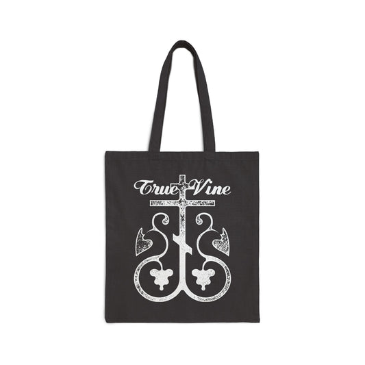 I Am the True Vine (John 15, Ezekiel 15) | Orthodox Cross with Grape Vine | Photocopy Effect | Orthodox Christian Tote Bag