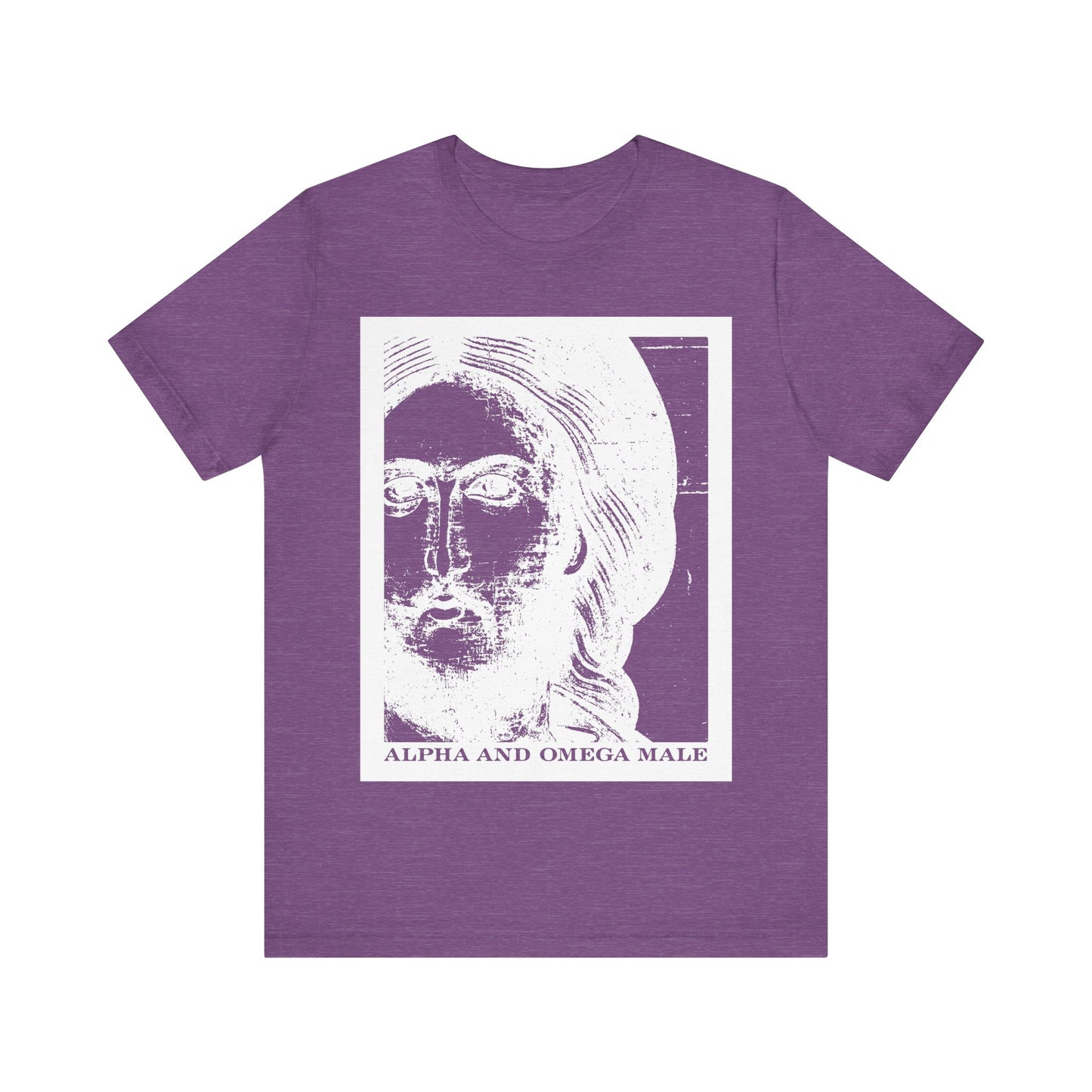 Alpha & Omega Male | Jesus Christ Icono-Graphic Photonegative | I am the Beginning & the End (Rev 22) | Lightweight Cotton Unisex T-Shirt