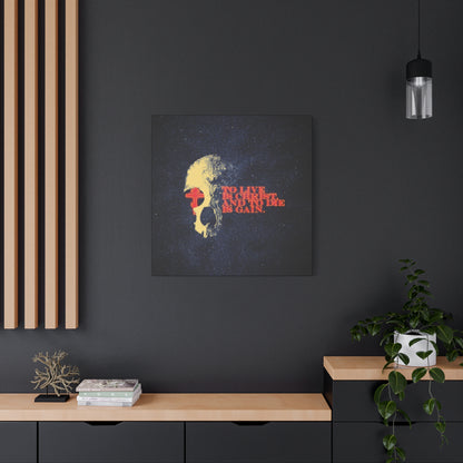 To Live is Christ and to Die is Gain | Phil 1:21 | Retro Texture | Glowing Letters and Cross with Skull | Orthodox Christian Canvas Art