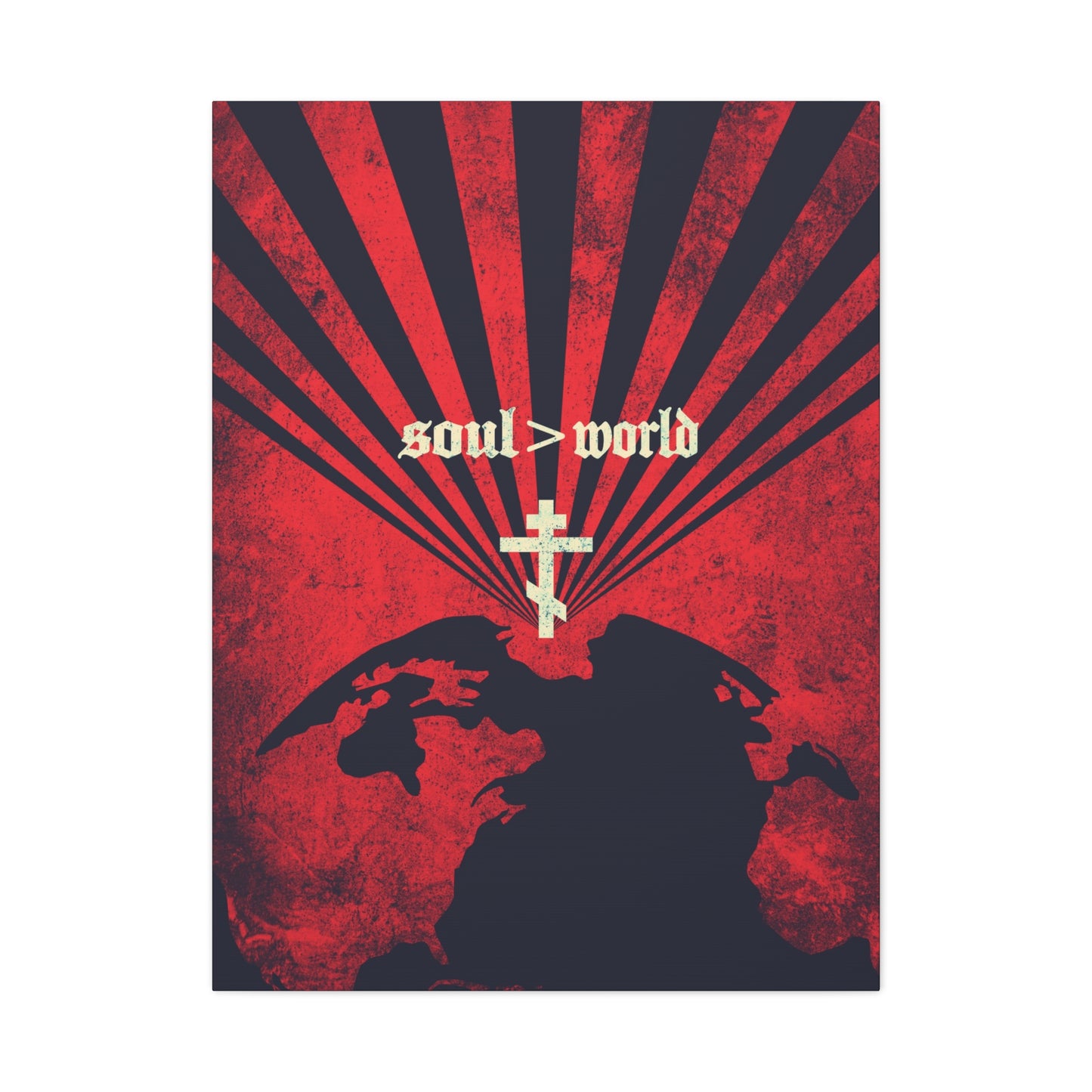 What Shall it Profit a Man | Matthew 16:26 | Soul Is Greater Than World | Red Earth White Cross | Orthodox Christian Canvas Art