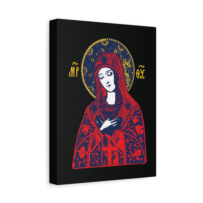 Joy of All Joys Tenderness Theotokos Iconographic Based on Traditional Orthodox Iconography | Red Design | Orthodox Christian Canvas Art