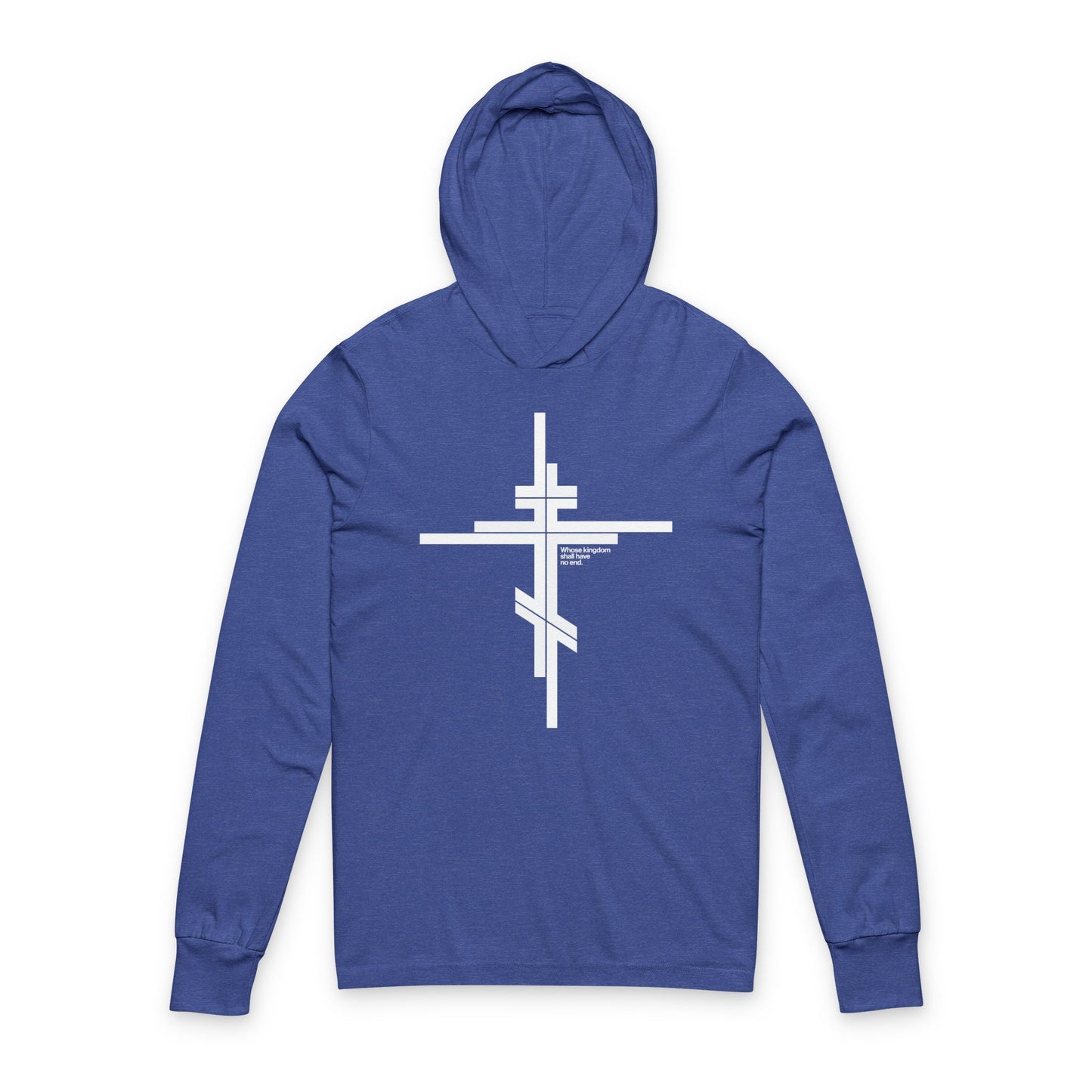 Whose Kingdom Shall Have No End | Luke 1:32-33 | Orthodox Cross | Modernist Minimalist Logo Style | Orthodox Hooded Shirt
