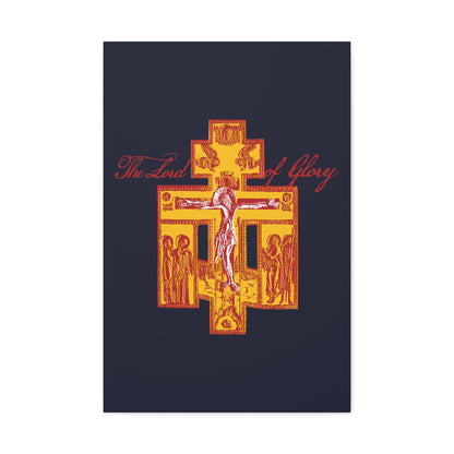 The Lord of Glory | Russian Golgotha Crucifix IconoGraphic (Blue BG) | 1 Corinthians 2:8 | Orthodox Christian Canvas Art
