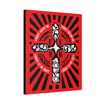 Red ICXC NIKA Enniskillen Celtic Cross | Lorica of St. Patrick | Shield Prayer | Orthodox Christian Canvas Art