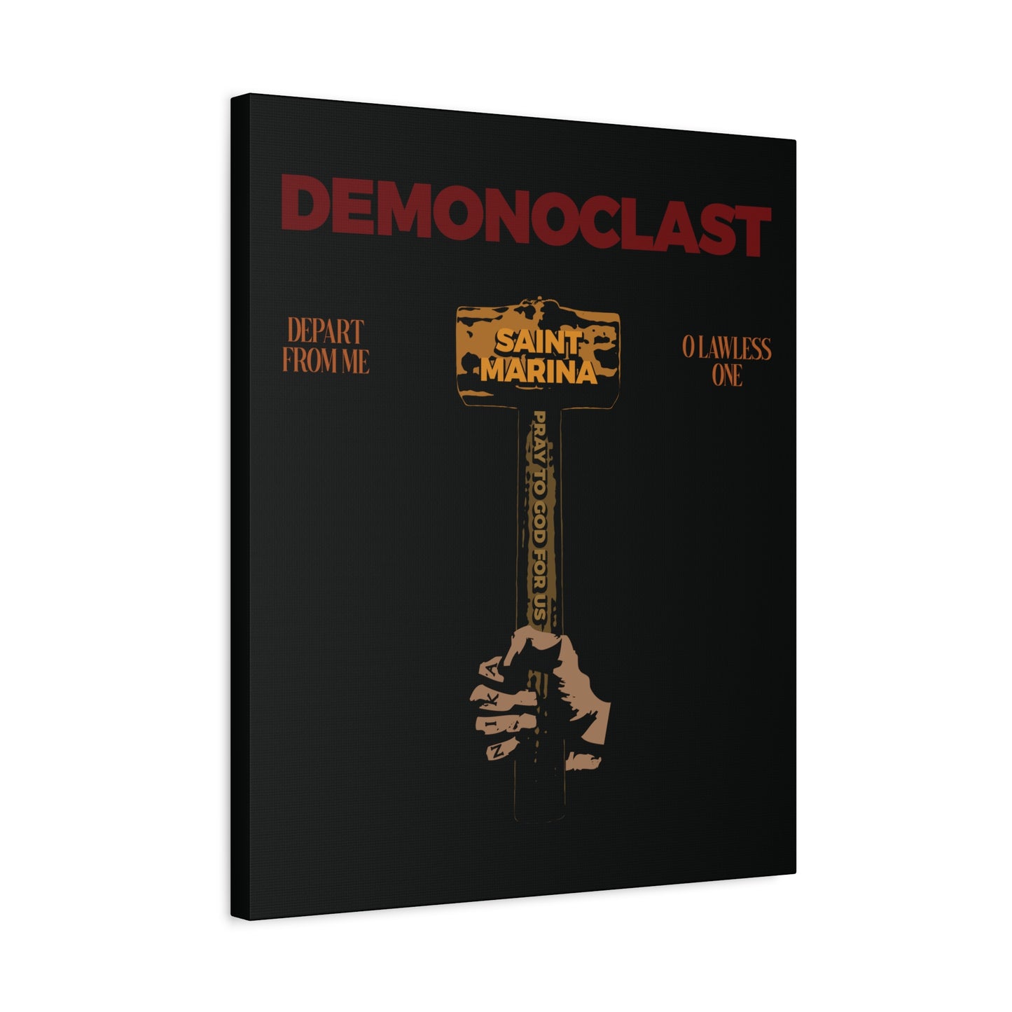 Demonoclast | St. Marina's Hammer | NIKA Fist | Christ Conquers | Demon Smasher | Unseen Warfare | Christian Martyrdom | Orthodox Canvas Art