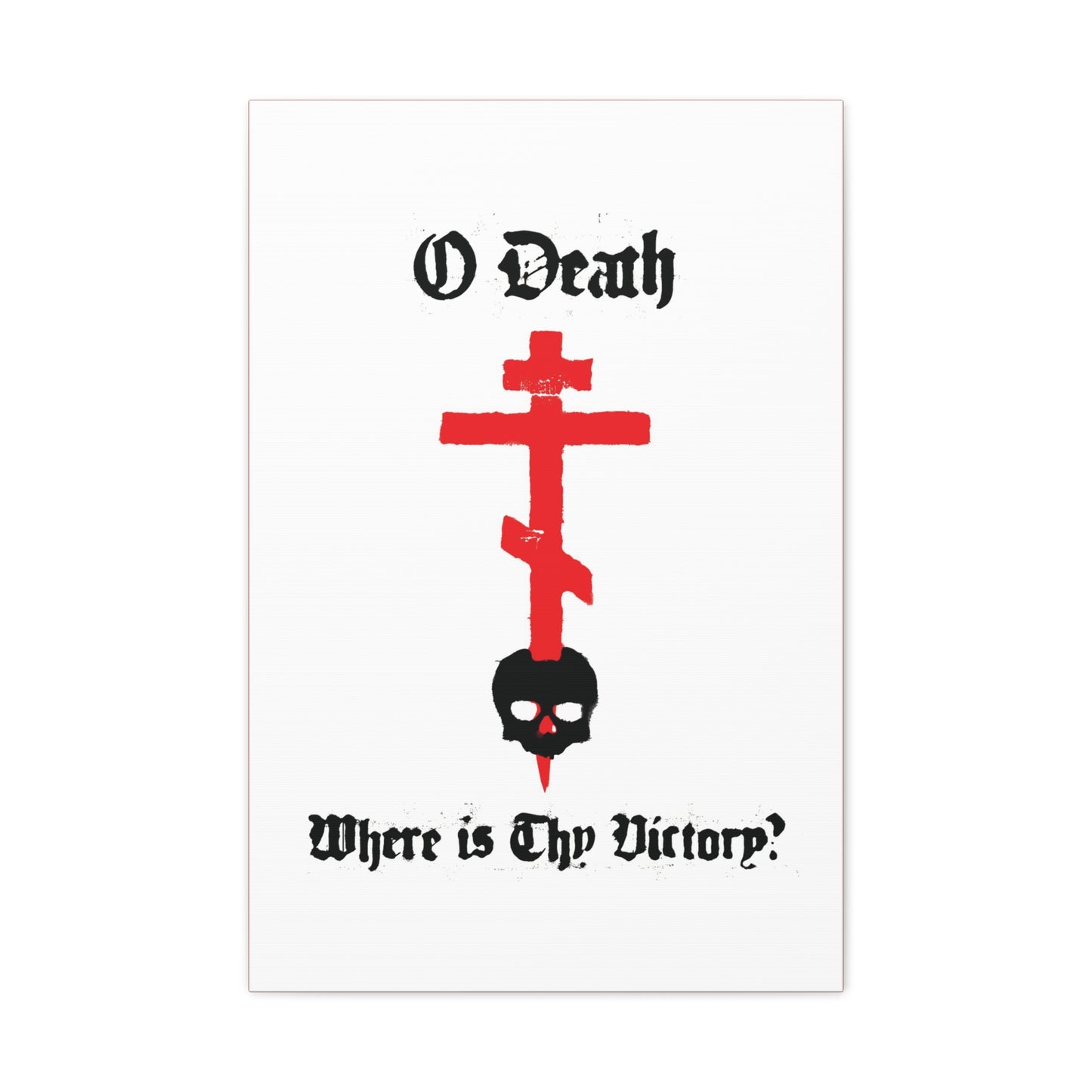 O Death Where is Thy Victory? 1 Cor 15:55 | Cross Stabbing Skull | Spraypaint Aesthetic | Orthodox Christian Canvas Art