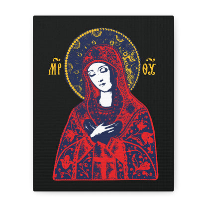 Joy of All Joys Tenderness Theotokos Iconographic Based on Traditional Orthodox Iconography | Red Design | Orthodox Christian Canvas Art