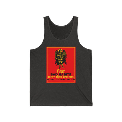 Fear Bad Habits More Than Demons (St Ignatius Brianchaninov) No. 1 | Orthodox Christian Jersey Tank Top / Sleeveless Shirt