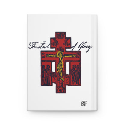 The Lord of Glory | Russian Golgotha Crucifix IconoGraphic (White BG) | 1 Corinthians 2:8 | Orthodox Christian Hardcover Blank Journal