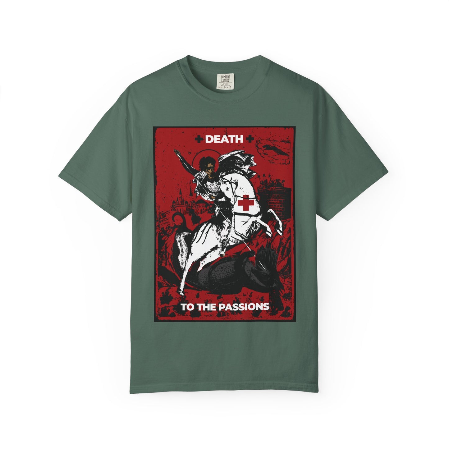 St George Slaying the Dragon | Death to the Passions | Unseen Warfare | Ascetic Orthodox Christianity | Heavyweight Cotton Unisex T-Shirt