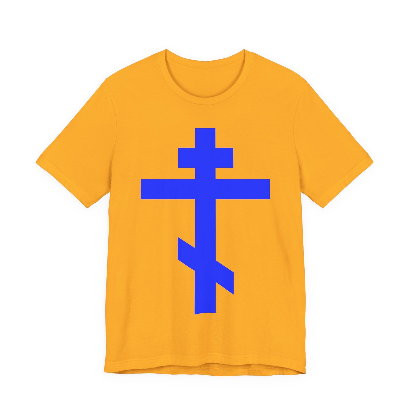 Royal Blue Orthodox Tribar Cross | Preserve Thy People By Thy Cross, O Lord | Christ is King | Christian Unisex Cotton Tee