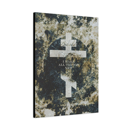 Behold, I Make All Things New | Revelation 21:5 | Cosmic Textured Orthodox Cross | Parousia | Orthodox Christian Canvas Art