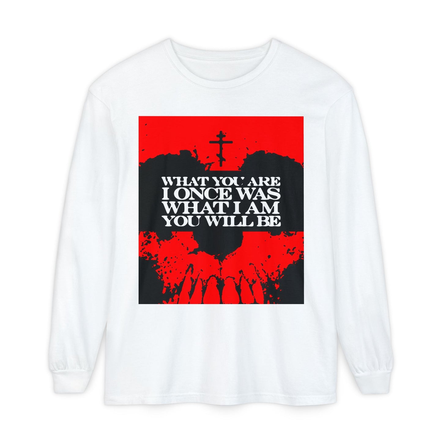 What You Are, I Once Was. What I Am, You Will Be | Memento Mori | Red Skull Remembrance of Death | Orthodox Christian Long Sleeve Shirt