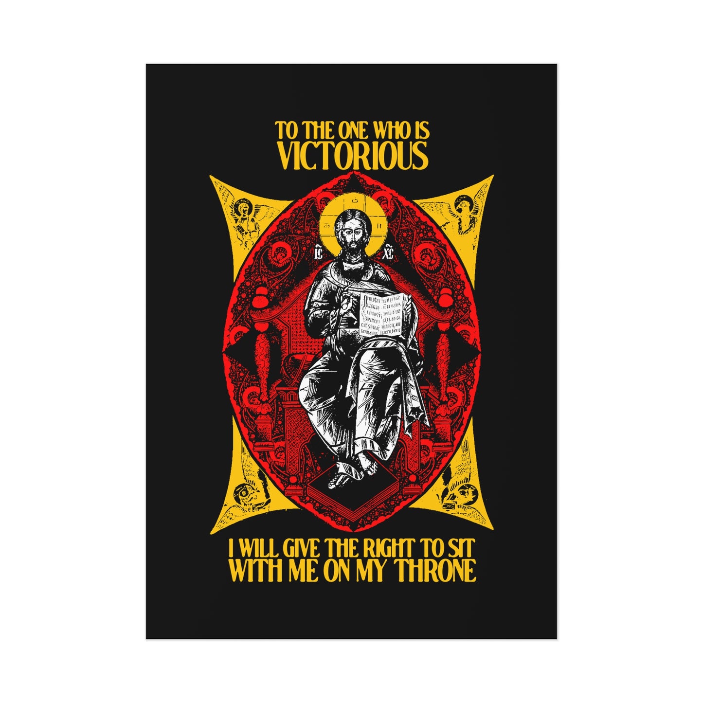 Christ Enthroned IconoGraphic (To the One Who Is Victorious) No. 1 | Orthodox Christian Art Poster