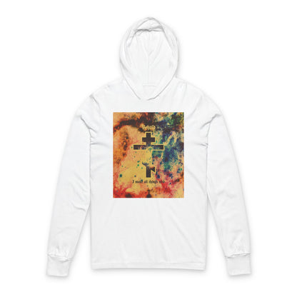 Behold, I Make All Things New (Revelation 21:5) | Cosmic Orthodox Cross On Inverted Starfield | Second Coming | Orthodox Long Sleeve Hooded Shirt