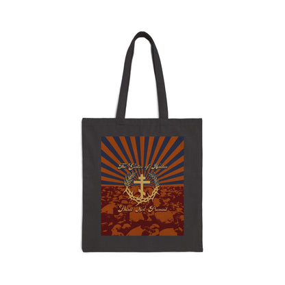 The Gates of Hades Shall Not Prevail | Cross with Wreath & Crown of Thorns | Skulls and Rays | Orthodox Christian Tote Bag