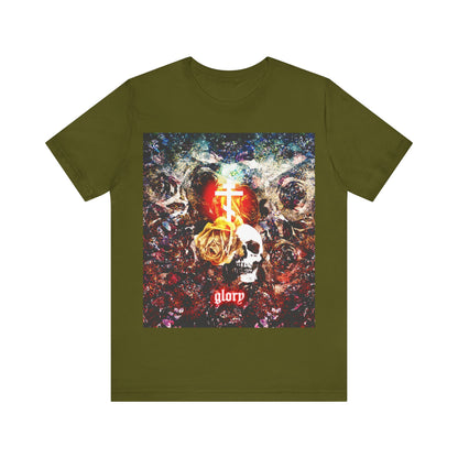 Now the Son of Man is Glorified, and God is Glorified in Him (John 13:31) | Skull and Floral Glowing Cross Design | Orthodox Christian T-Shirt