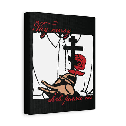 Thy Mercy Shall Pursue Me - Psalm 22 (23) | Orthodox Martyr's Cross and Rose Icono-Graphic Style | Christian Canvas Art