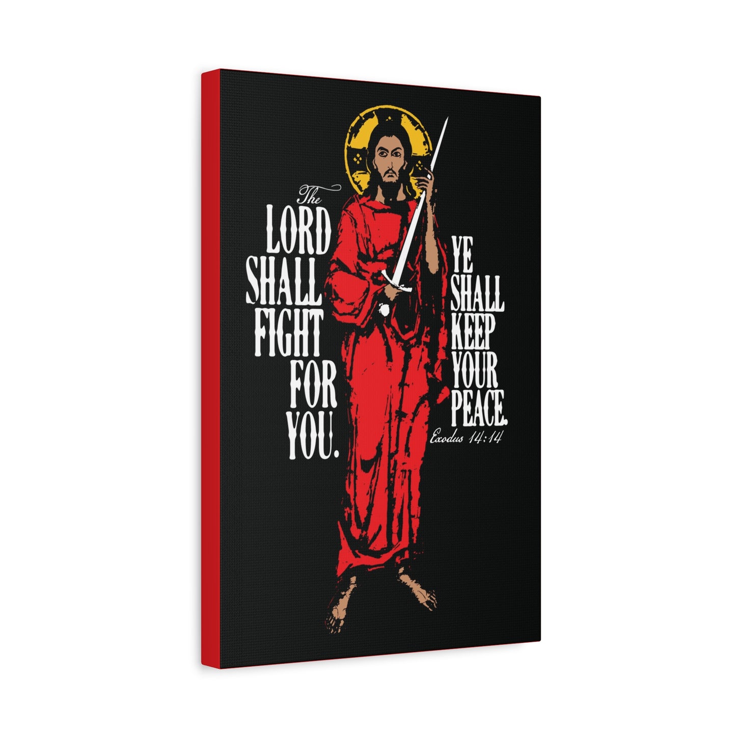 The Lord Shall Fight For You (Exodus 14:14) | Jesus Christ with Sword IconoGraphic | Orthodox Christian Canvas Art