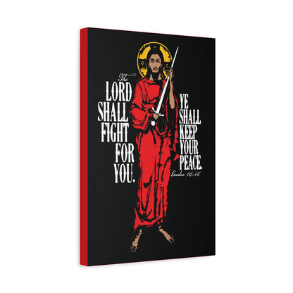 The Lord Shall Fight For You (Exodus 14:14) | Jesus Christ with Sword IconoGraphic | Orthodox Christian Canvas Art