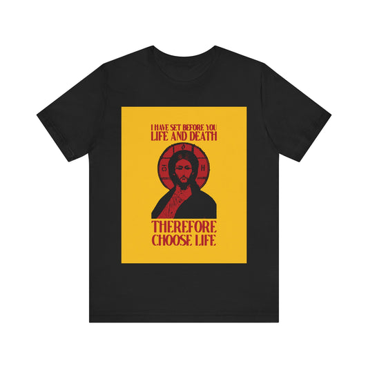 I Have Set Before You Life and Death (Deut. 30:11-20) Yellow Design No. 1 | Orthodox Christian T-Shirt