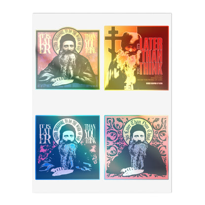 Four bold portraits with text, as on Fr Seraphim Rose Four Sticker Sheet No. 1—modern Orthodox Christian decor.