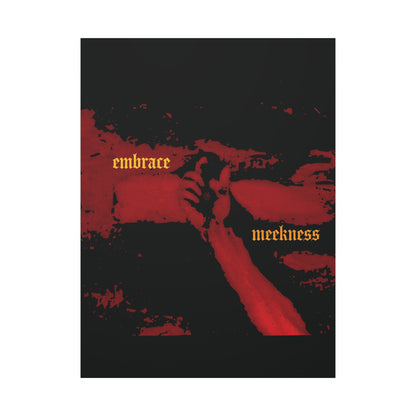 Embrace Meekness | Haunting Crucified Hand of Christ | Kenosis | Meek Shall Inherit Earth | Haltone Art | Gothic Font | Christian Canvas Art
