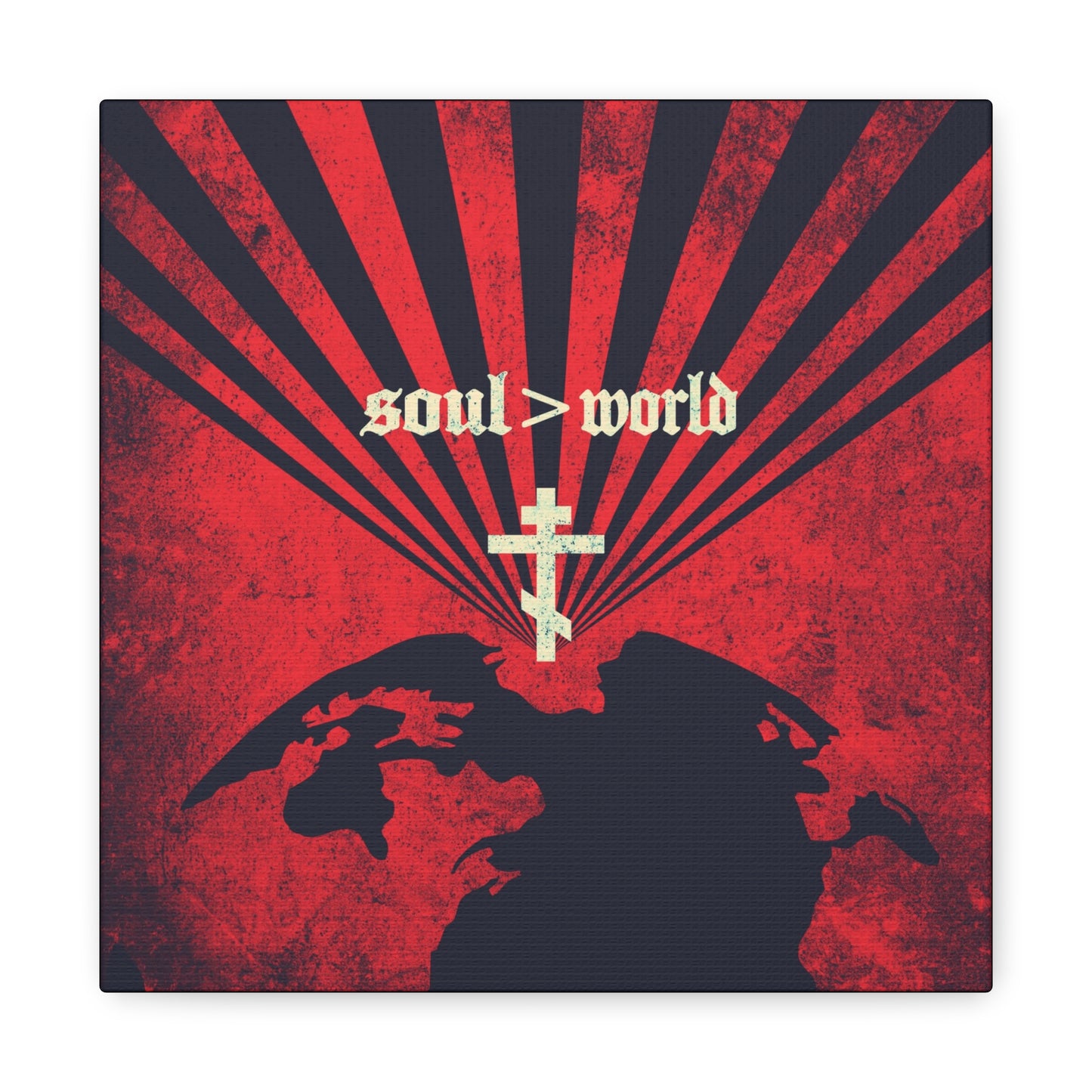 What Shall it Profit a Man | Matthew 16:26 | Soul Is Greater Than World | Red Earth White Cross | Orthodox Christian Canvas Art