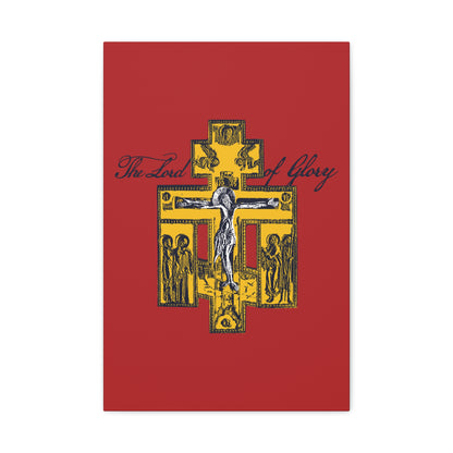The Lord of Glory | Russian Golgotha Crucifix IconoGraphic (Red BG) | 1 Corinthians 2:8 | Orthodox Christian Canvas Art