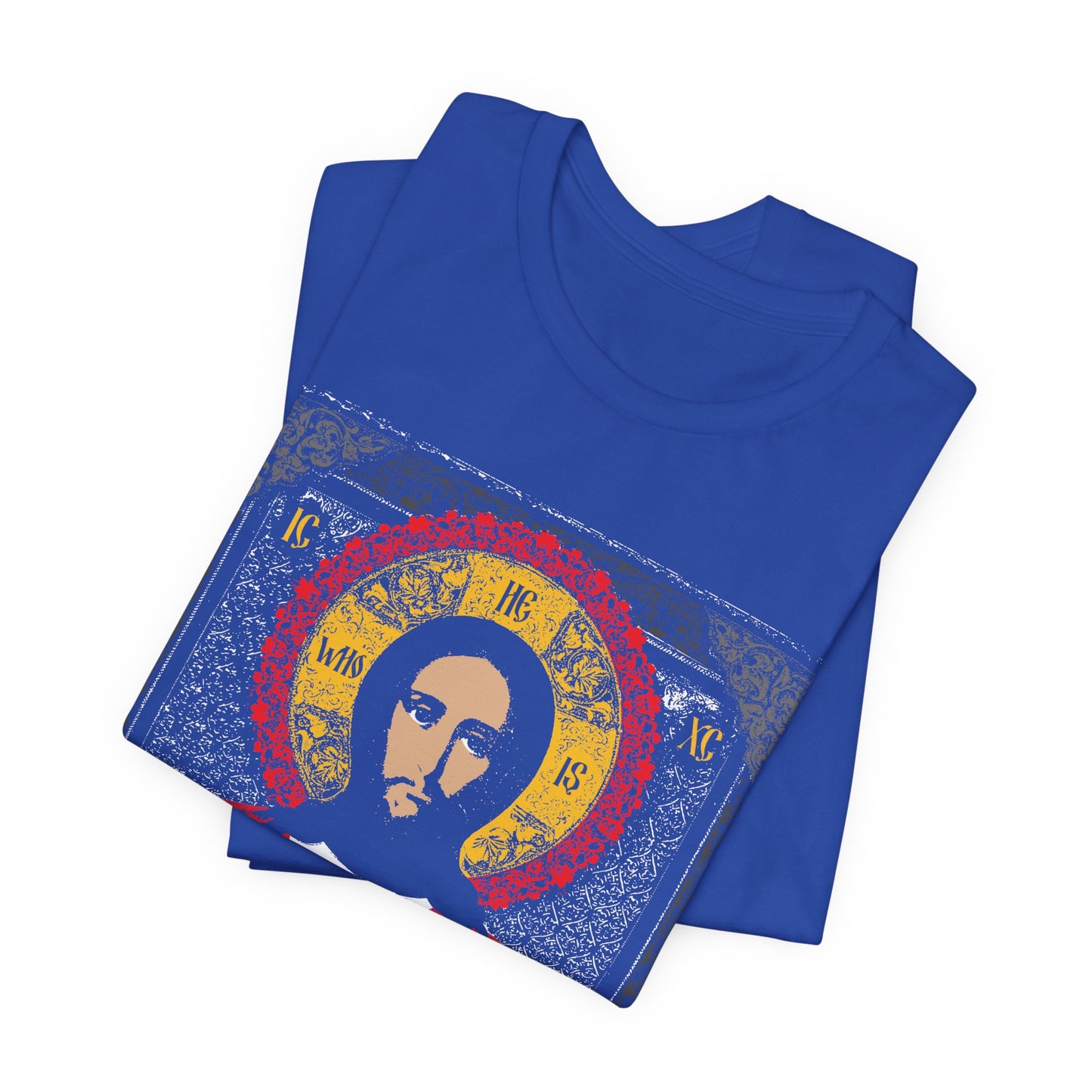 Christ Pantocrator Icono-Graphic | He-Who-Is | I Am the Alpha and Omega | Ancient Icon Graphic Design | Orthodox Christian Cotton T-Shirt