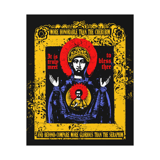 It is Truly Meet To Bless Thee Iconographic | Axion Estin Hymn to the Mother of God Theotokos | Orthodox Christian Art Poster