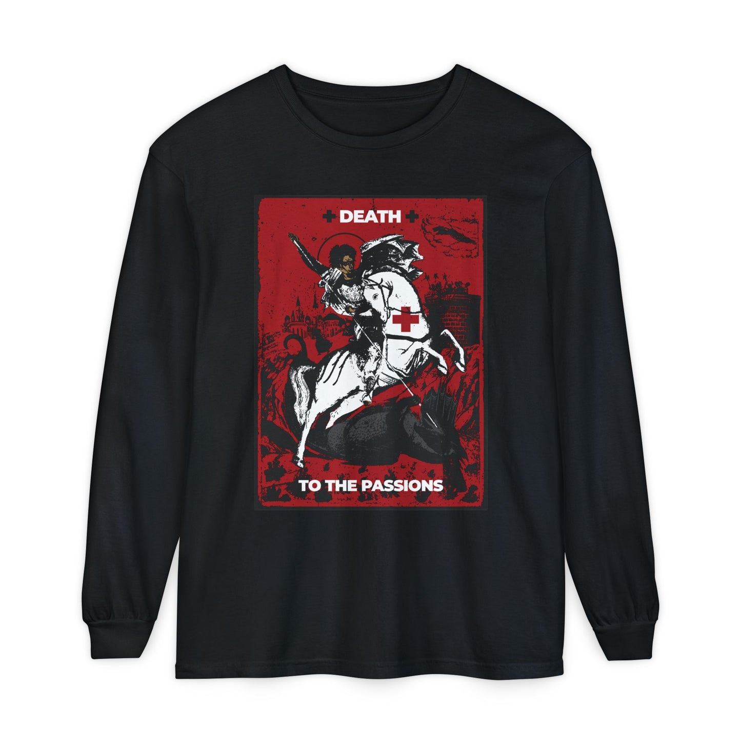 St George Slaying the Dragon | Death to the Passions | Unseen Warfare | Ascetic Orthodox Christianity | Heavy Cotton Long Sleeve T-Shirt