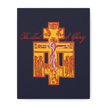 The Lord of Glory | Russian Golgotha Crucifix IconoGraphic (Blue BG) | 1 Corinthians 2:8 | Orthodox Christian Canvas Art