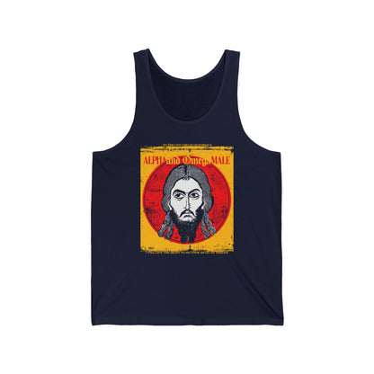 Alpha and Omega Male (Jesus Christ Image of Edessa IkonoGraphic) No. 1 | Orthodox Christian Tank Top