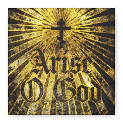 Arise O God | Psalm 81 (82 LXX)—Orthodox Christian Wall Art featuring a gilded Orthodox cross with golden rays and textured Gothic font, evoking the Divine Council worldview and Septuagint tradition.