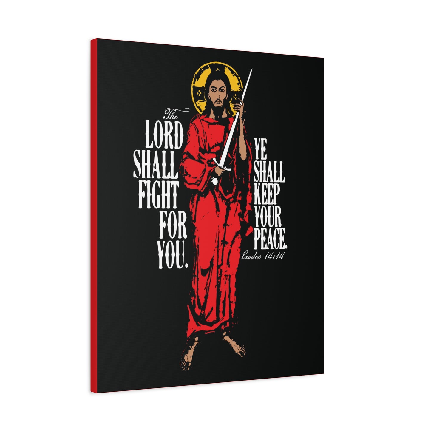 The Lord Shall Fight For You (Exodus 14:14) | Jesus Christ with Sword IconoGraphic | Orthodox Christian Canvas Art