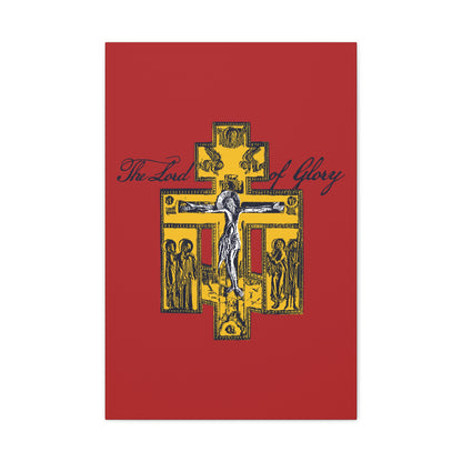 The Lord of Glory | Russian Golgotha Crucifix IconoGraphic (Red BG) | 1 Corinthians 2:8 | Orthodox Christian Canvas Art