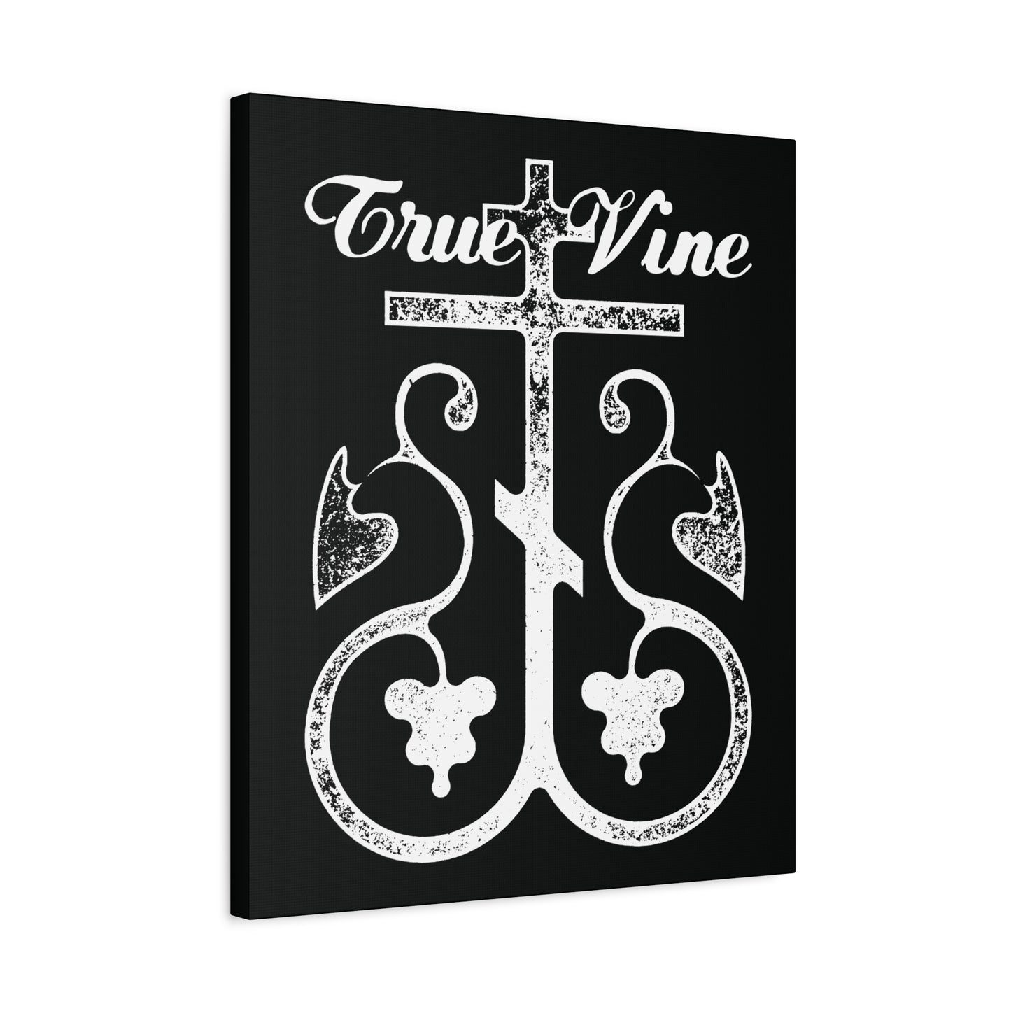 I Am the True Vine (John 15, Ezekiel 15) | Orthodox Cross with Grape Vine | Photocopy Effect | Orthodox Christian Canvas Wall Art