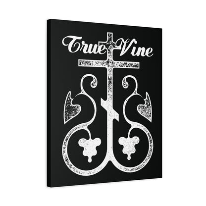 I Am the True Vine (John 15, Ezekiel 15) | Orthodox Cross with Grape Vine | Photocopy Effect | Orthodox Christian Canvas Wall Art