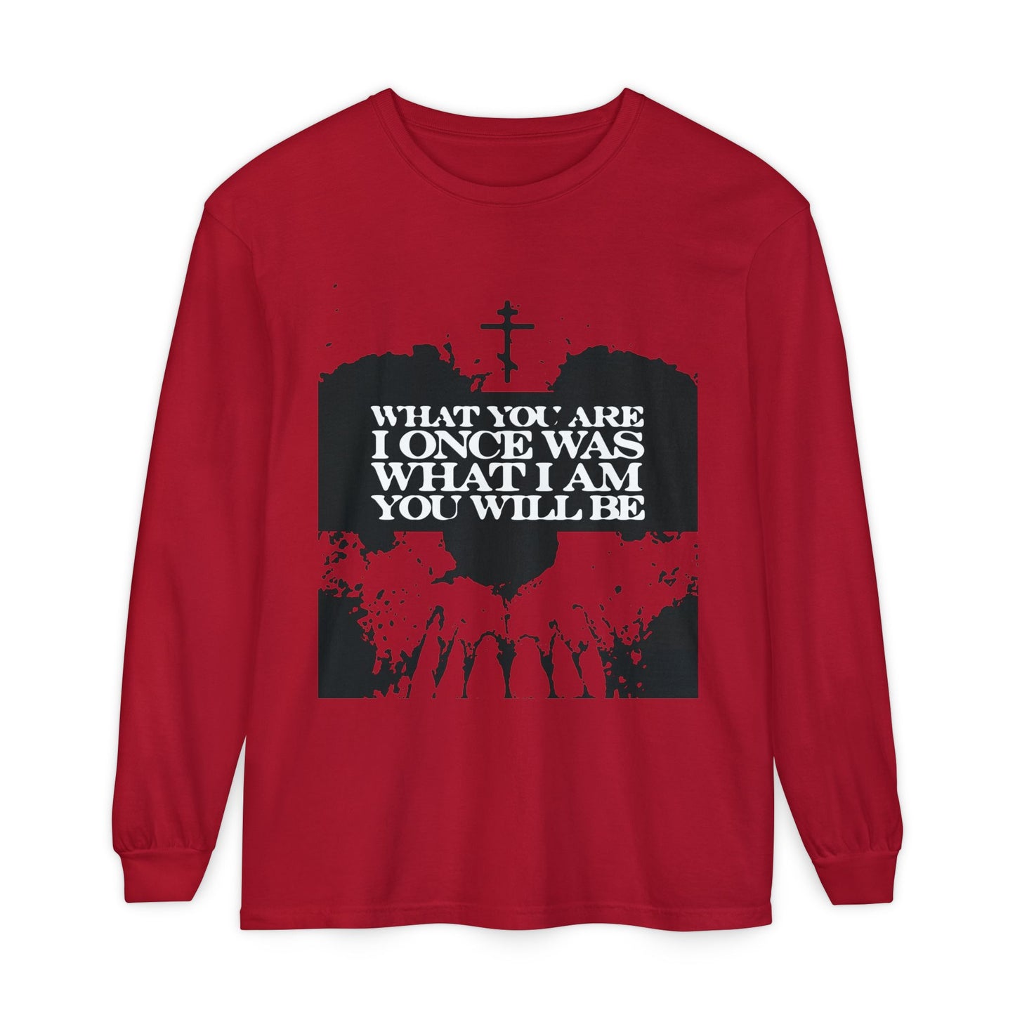 What You Are, I Once Was. What I Am, You Will Be | Memento Mori | Red Skull Remembrance of Death | Orthodox Christian Long Sleeve Shirt