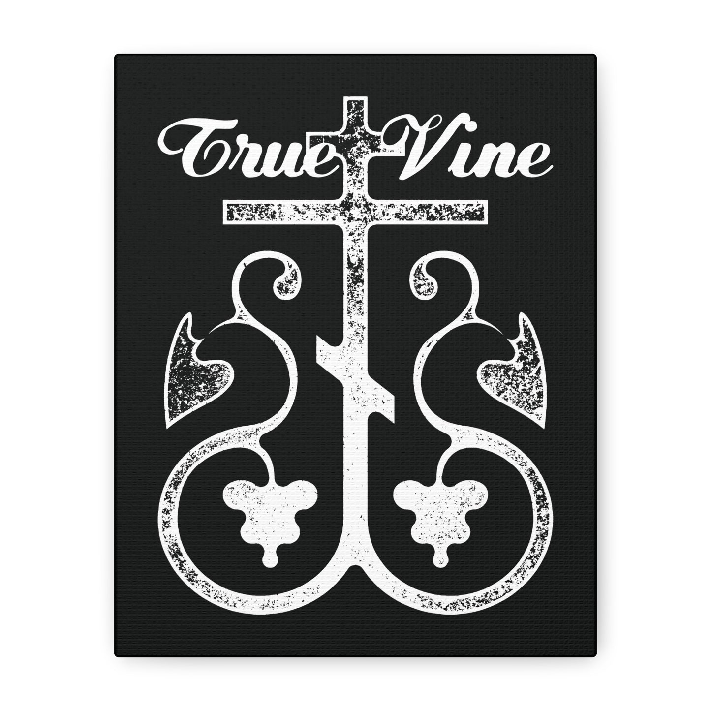 I Am the True Vine (John 15, Ezekiel 15) | Orthodox Cross with Grape Vine | Photocopy Effect | Orthodox Christian Canvas Wall Art