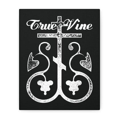 I Am the True Vine (John 15, Ezekiel 15) | Orthodox Cross with Grape Vine | Photocopy Effect | Orthodox Christian Canvas Wall Art