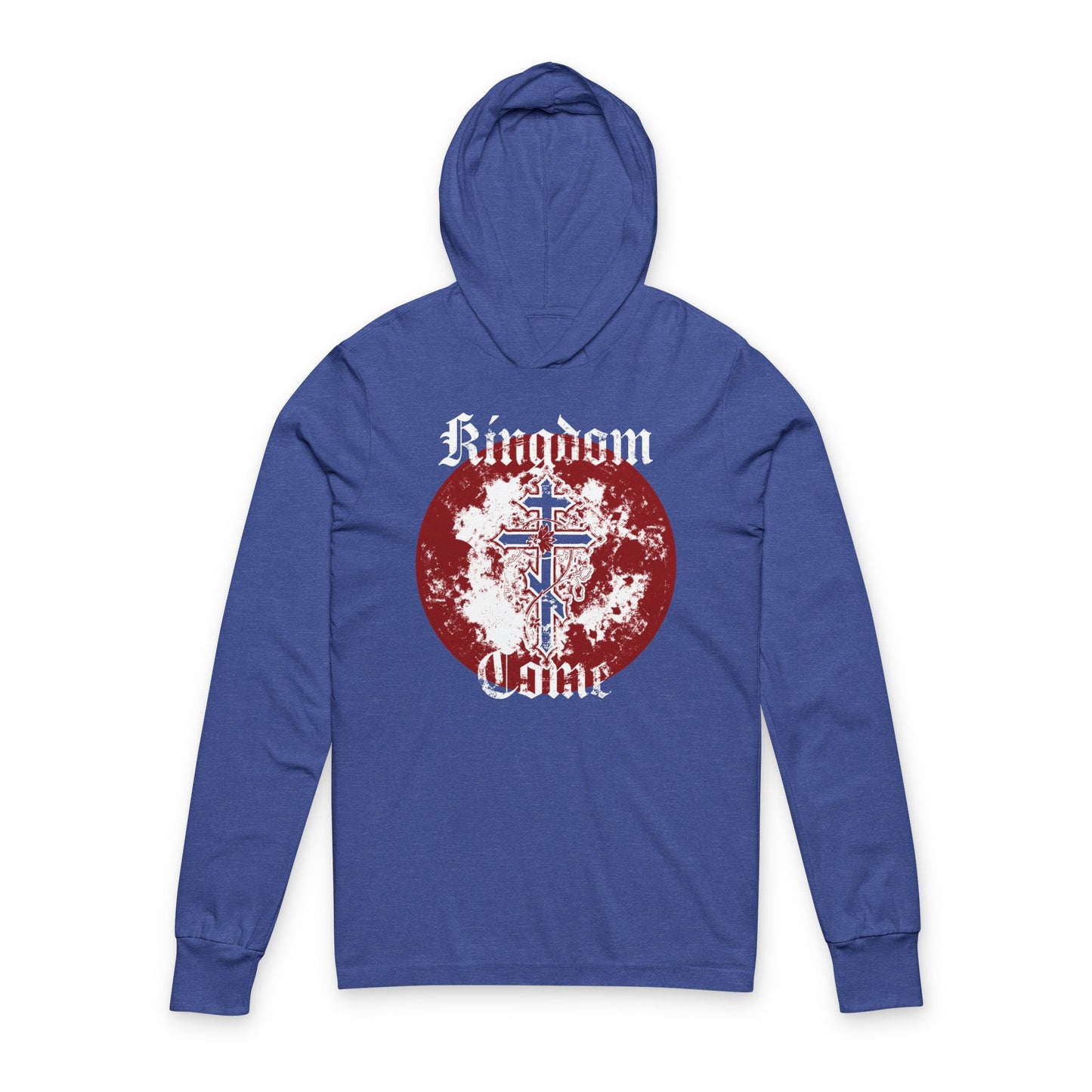 Kingdom Come | Lord's Prayer | Orthodox Cross with Vine | Textured Gothic Font | Orthodox Hooded Shirt