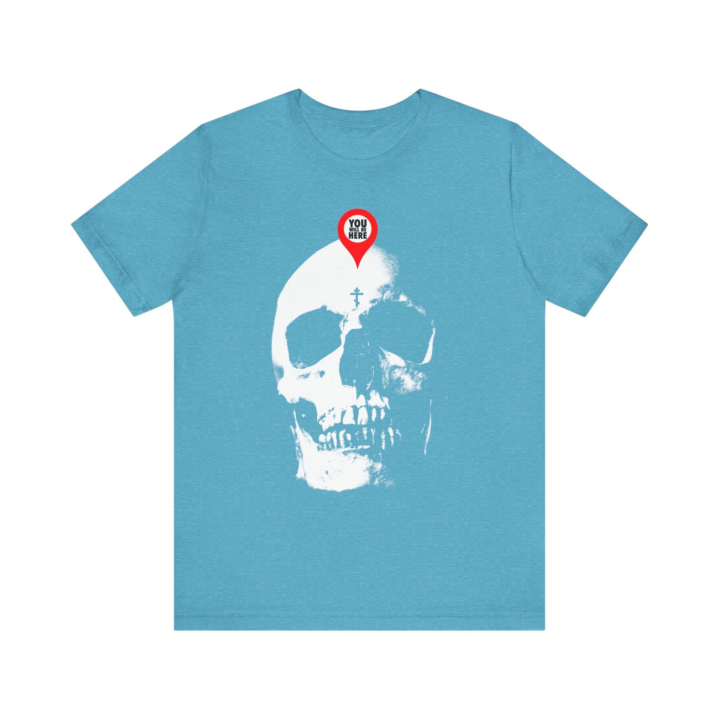 You Will Be Here Maps Marker on Skull Design | What You Are I Once Was | Memento Mori | Orthodox Lightweight Cotton Unisex Tee