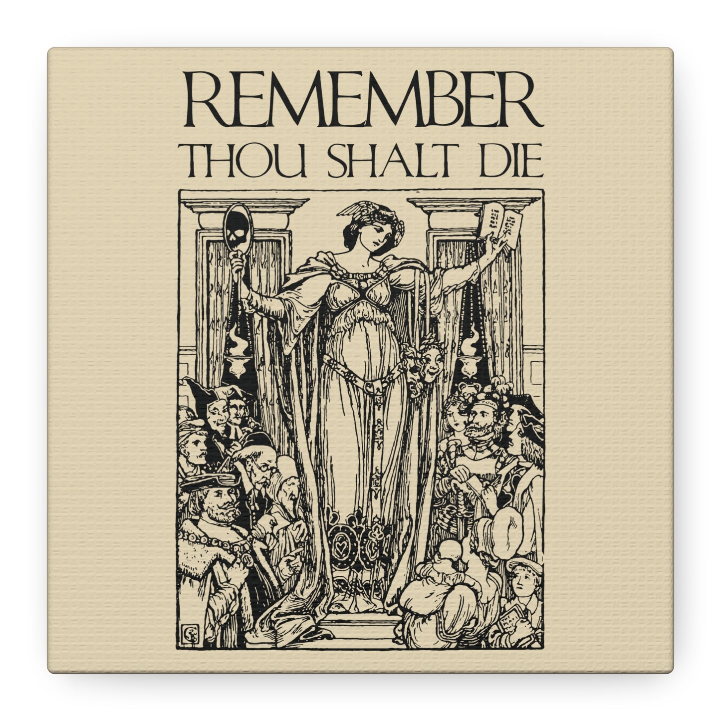 Remember You Will Die Shakespearean Design | Memento Mori | Classic Woodcut Illustration Aesthetic | Christian Wall Art