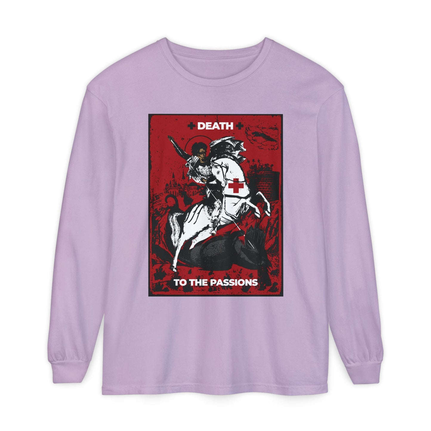St George Slaying the Dragon | Death to the Passions | Unseen Warfare | Ascetic Orthodox Christianity | Heavy Cotton Long Sleeve T-Shirt