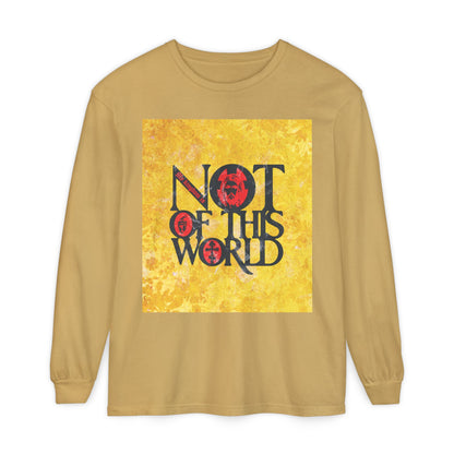 My Kingdom is Not of This World (John 18:36) | Bold Red, Yellow & Black Textured Design with Icon Motifs | Orthodox Christian Long Sleeve Shirt